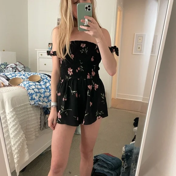 Tobi Pants Jumpsuits Tobi Black W Floral Romper Poshmark